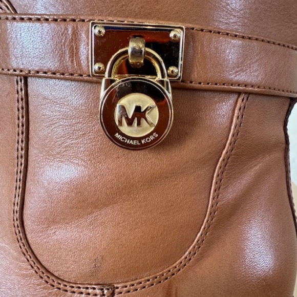 NWOT WOMEN'S MICHAEL KORS HAMILTON RIDING LIGHT BROWN LEATHER BOOT, SIZE: 9M - Picture 5 of 10